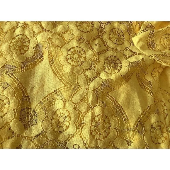 Sheer Yellow Boxy Fit Boho Lace Crop Top Approx. Size M - Picture 6 of 6